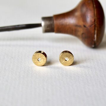 Pendientes Elba Diamante y Plata con baño de oro