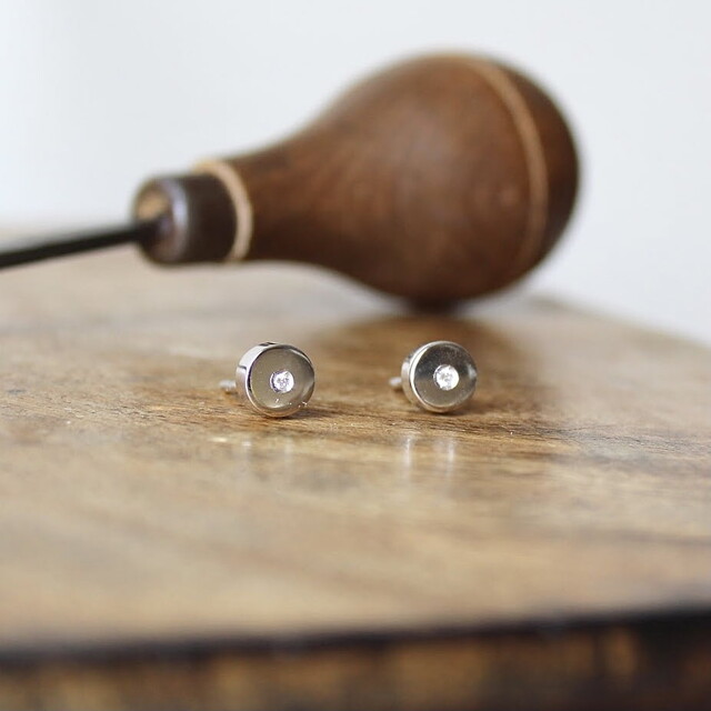 Pendientes Nora Diamante y Plata