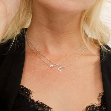 Colgante Cloe mini Diamante y Plata