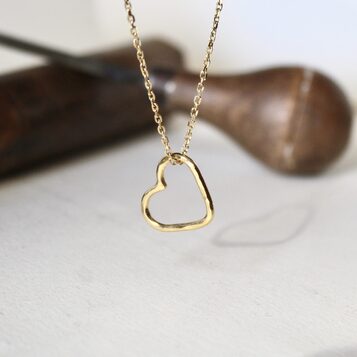 Colgante Corazón martelé Plata con baño de oro