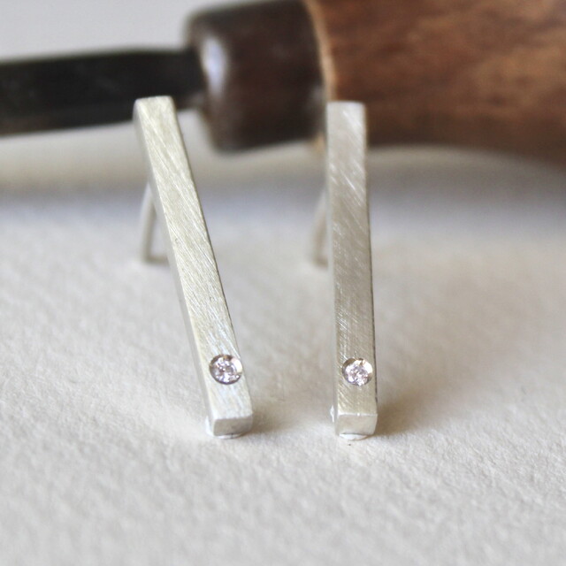 Pendientes Nara Diamante y Plata grande