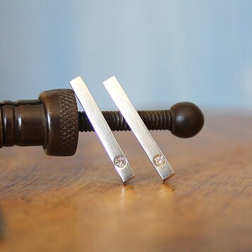 Pendientes Nara Diamante y Plata grande
