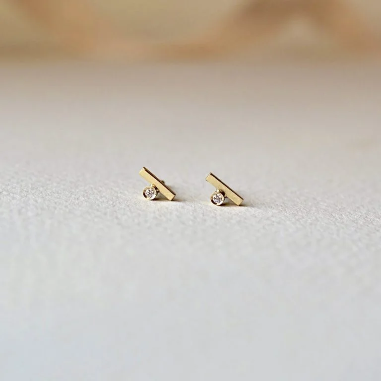 Joyas hechas a mano Pendientes Lis Oro y Diamante